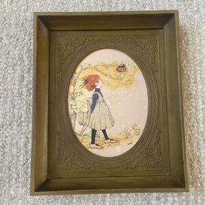 Holly Hobbie American Greetings Framed Artwork/Print Signed Vintage 1960s